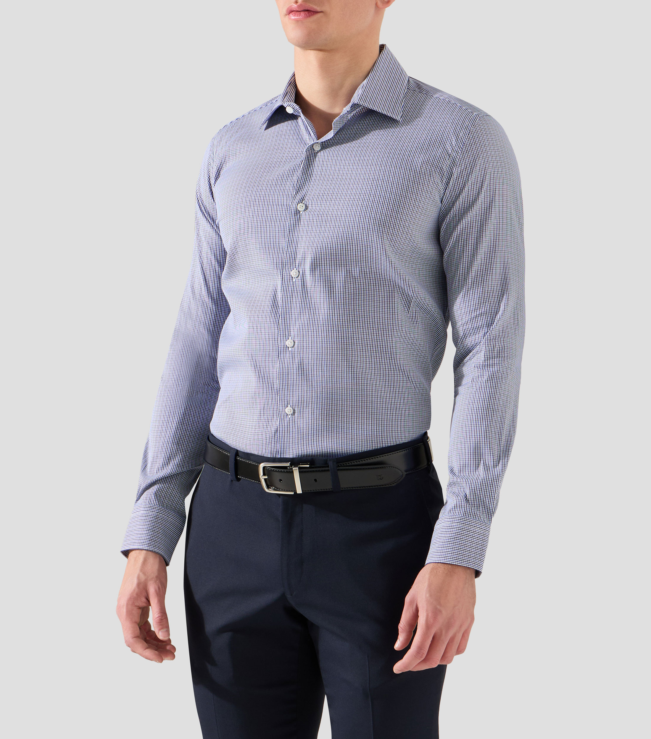 Camisa de vestir con cuadros y manga larga Hombre